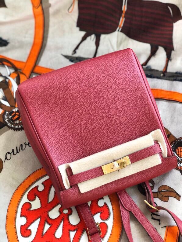 Hermes Kelly Ado Backpack In Bordeaux Clemence Leather